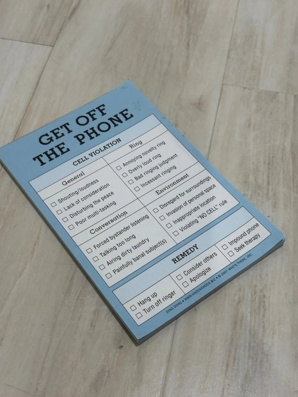 Get Off The Phone Desk Notepad - Blue